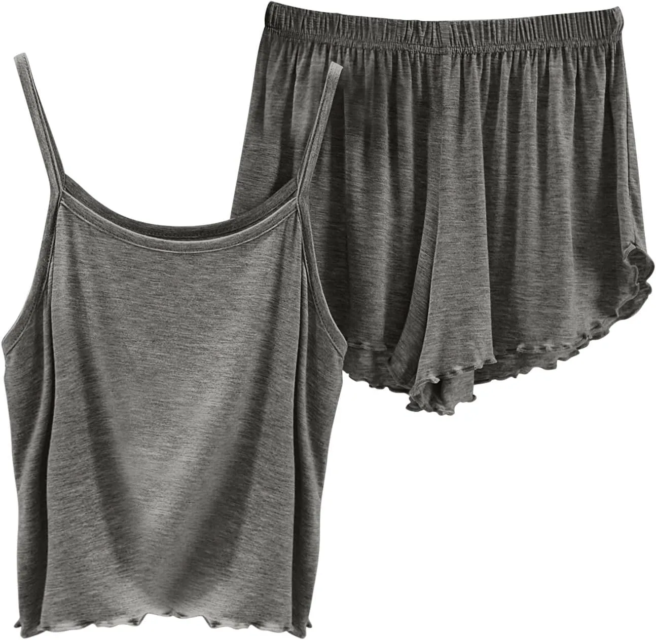 Sexy Pajama for Women Set Lace Trim Short PJ Set with Shorts, Modal Square Neck Sleeveless Sleepwear Nightwear M - 3XL