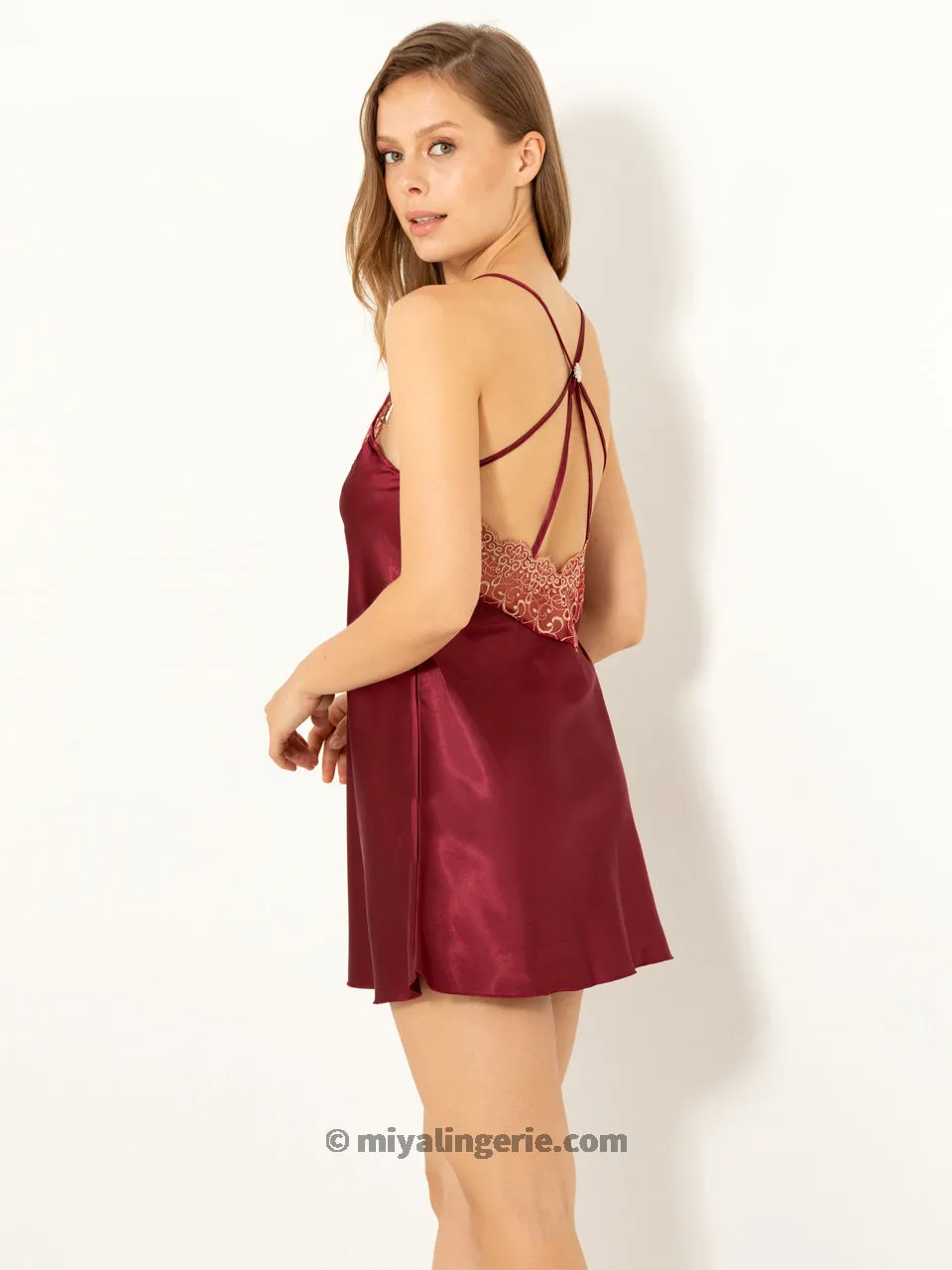 Sexy Red Satin Chemise