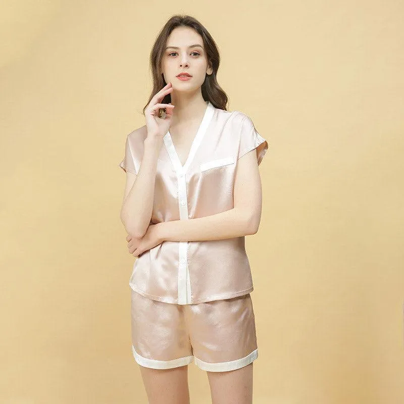 Short Women Silk Pajama Set Short Silk Pants women SIlk sleepwear