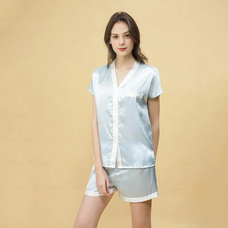 Short Women Silk Pajama Set Short Silk Pants women SIlk sleepwear