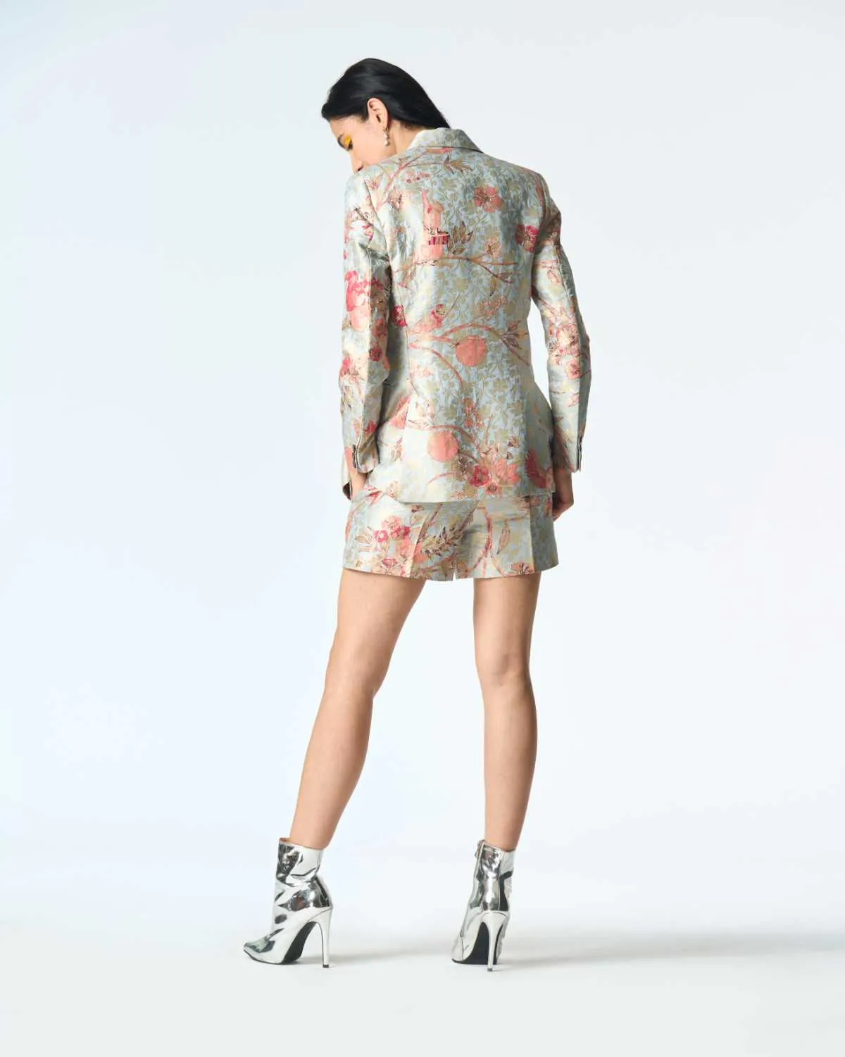 Shorts Silk Brocade Ice Blue