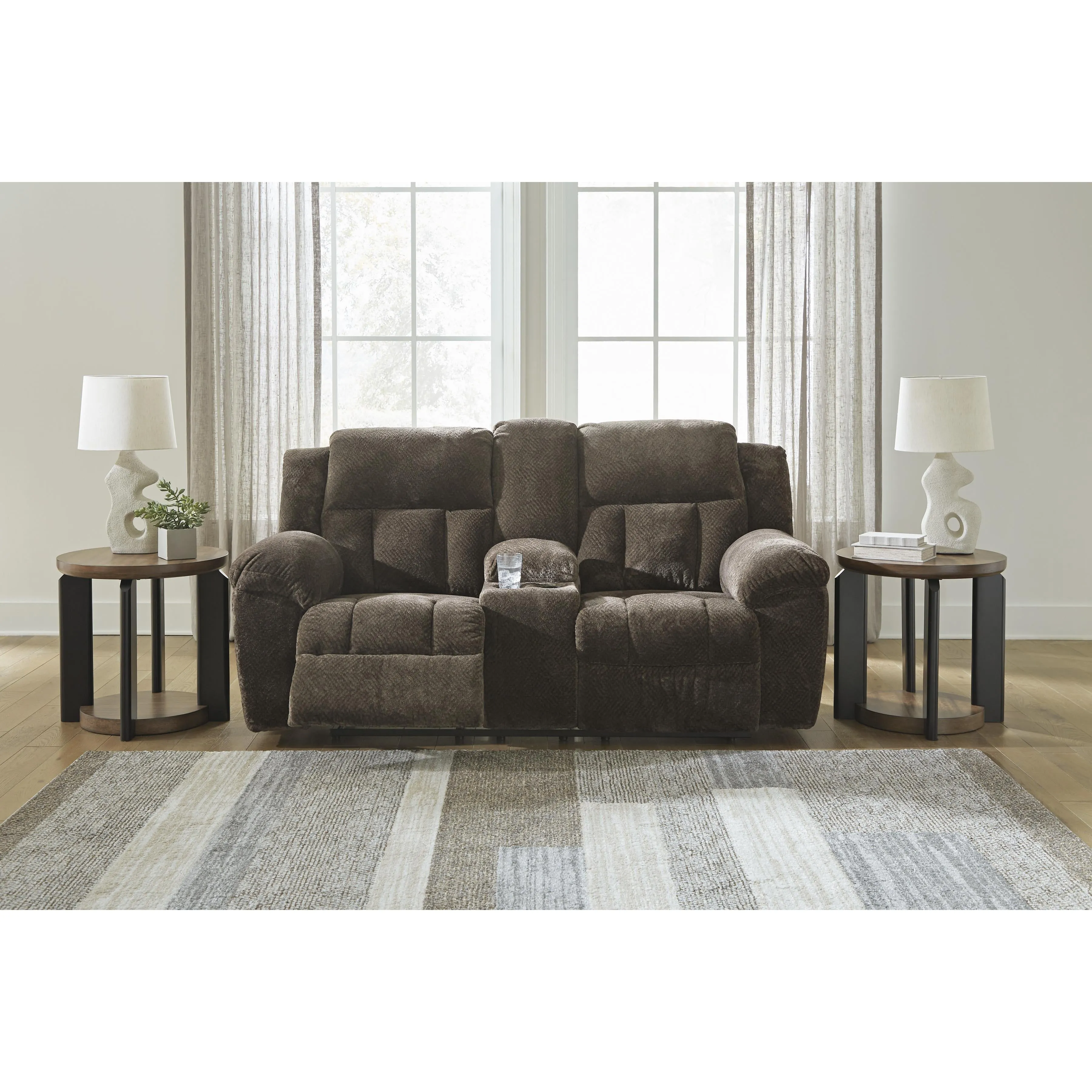 Signature Design by Ashley Frohn Reclining Fabric Loveseat with Console 3740794C