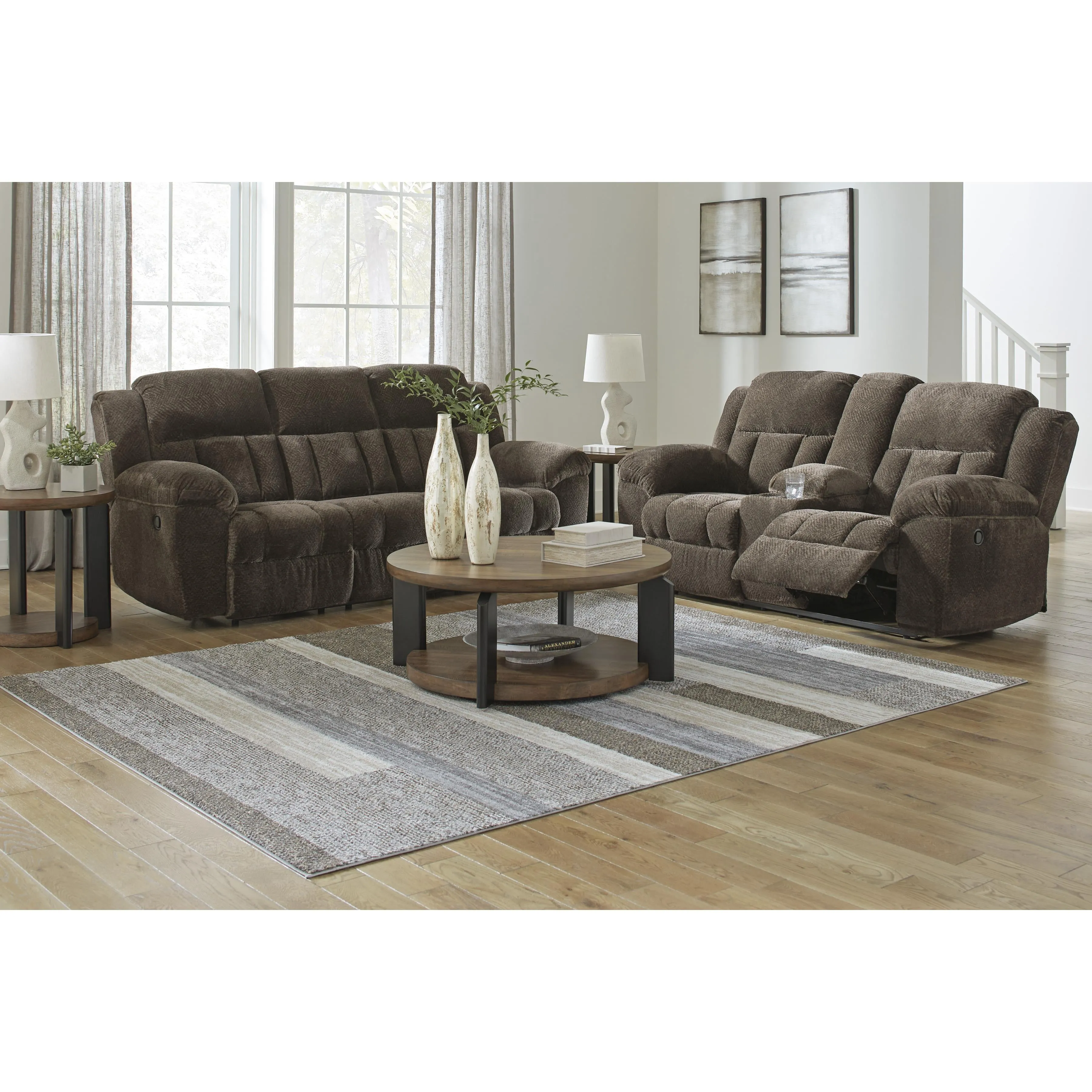 Signature Design by Ashley Frohn Reclining Fabric Loveseat with Console 3740794C