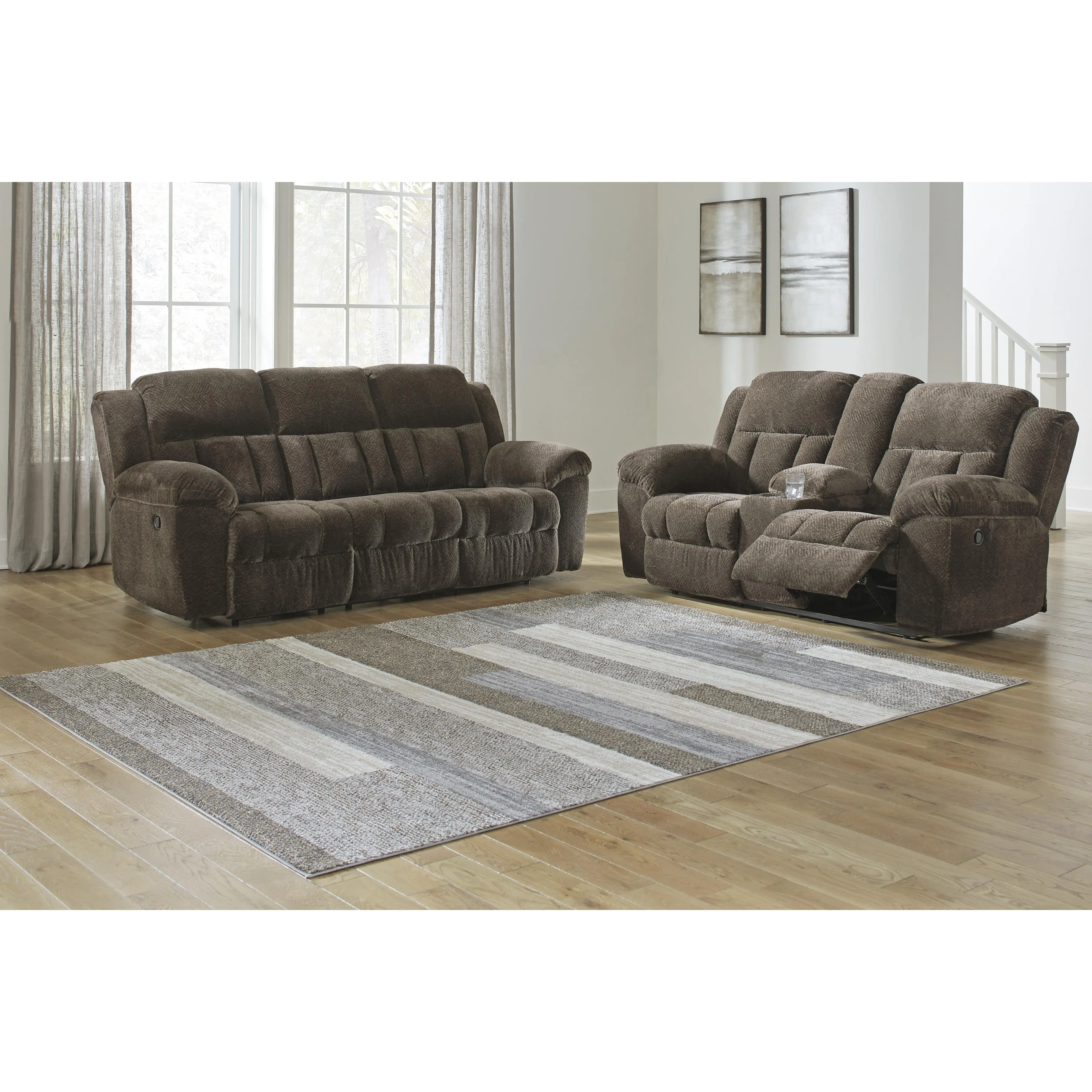Signature Design by Ashley Frohn Reclining Fabric Loveseat with Console 3740794C