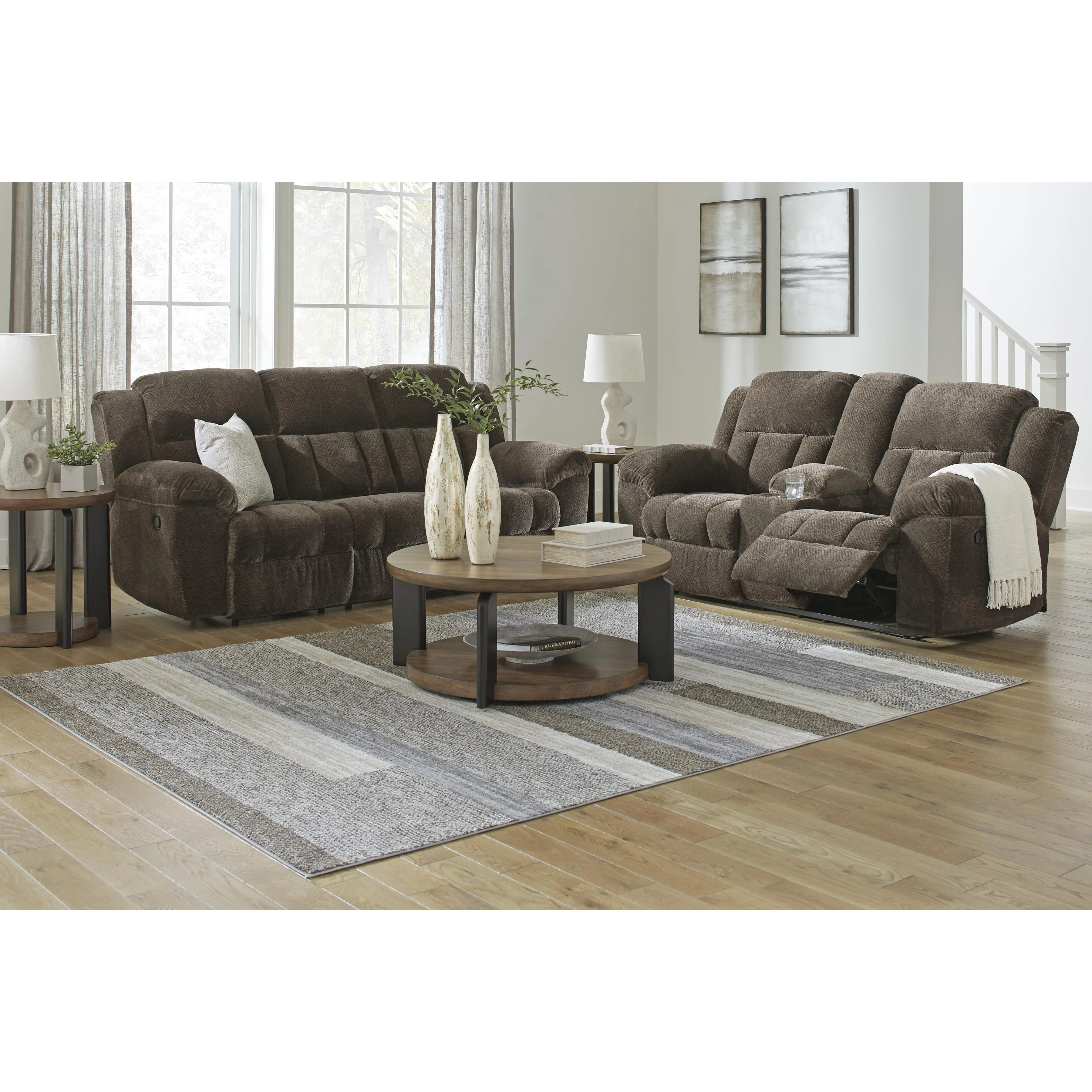 Signature Design by Ashley Frohn Reclining Fabric Loveseat with Console 3740794C