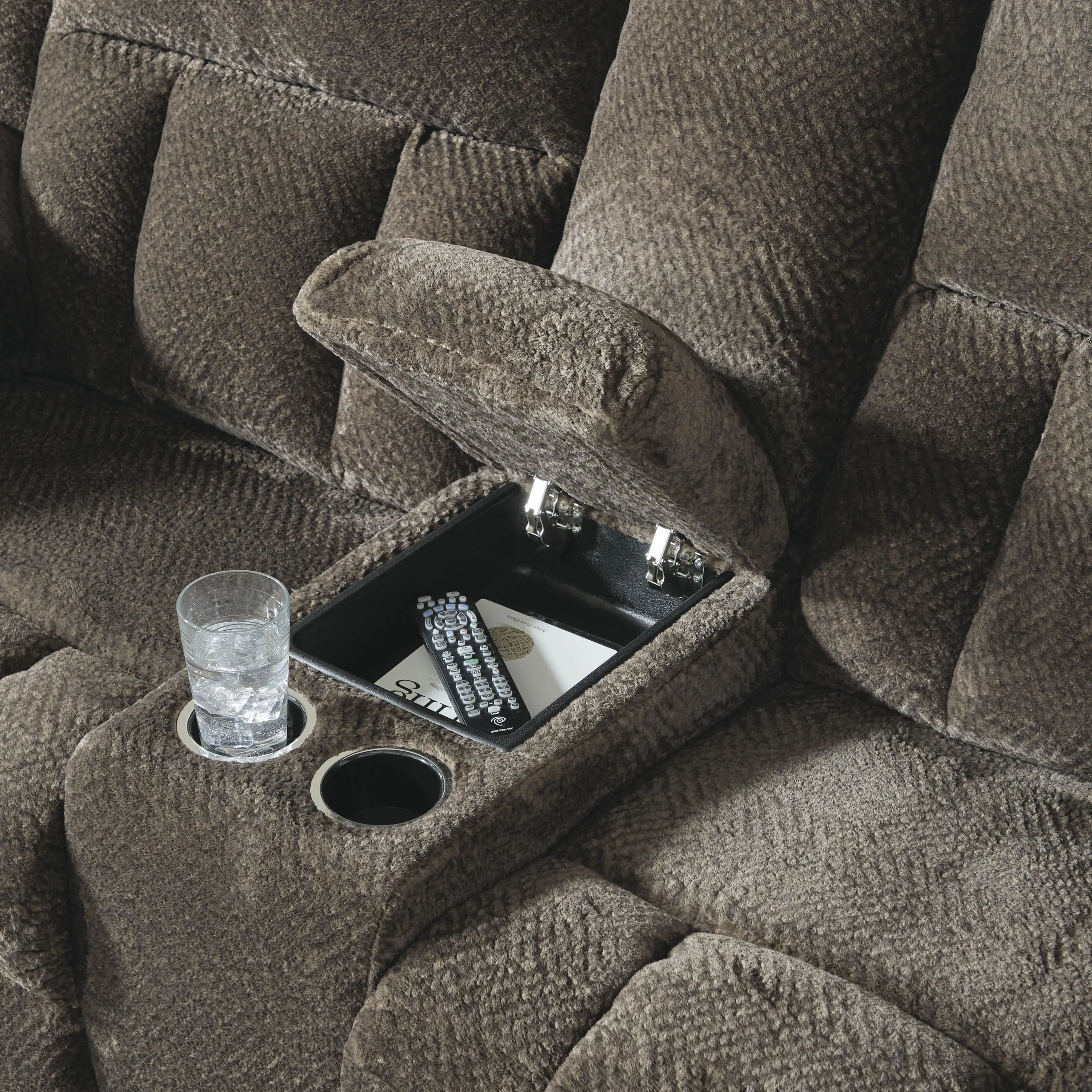 Signature Design by Ashley Frohn Reclining Fabric Loveseat with Console 3740794C
