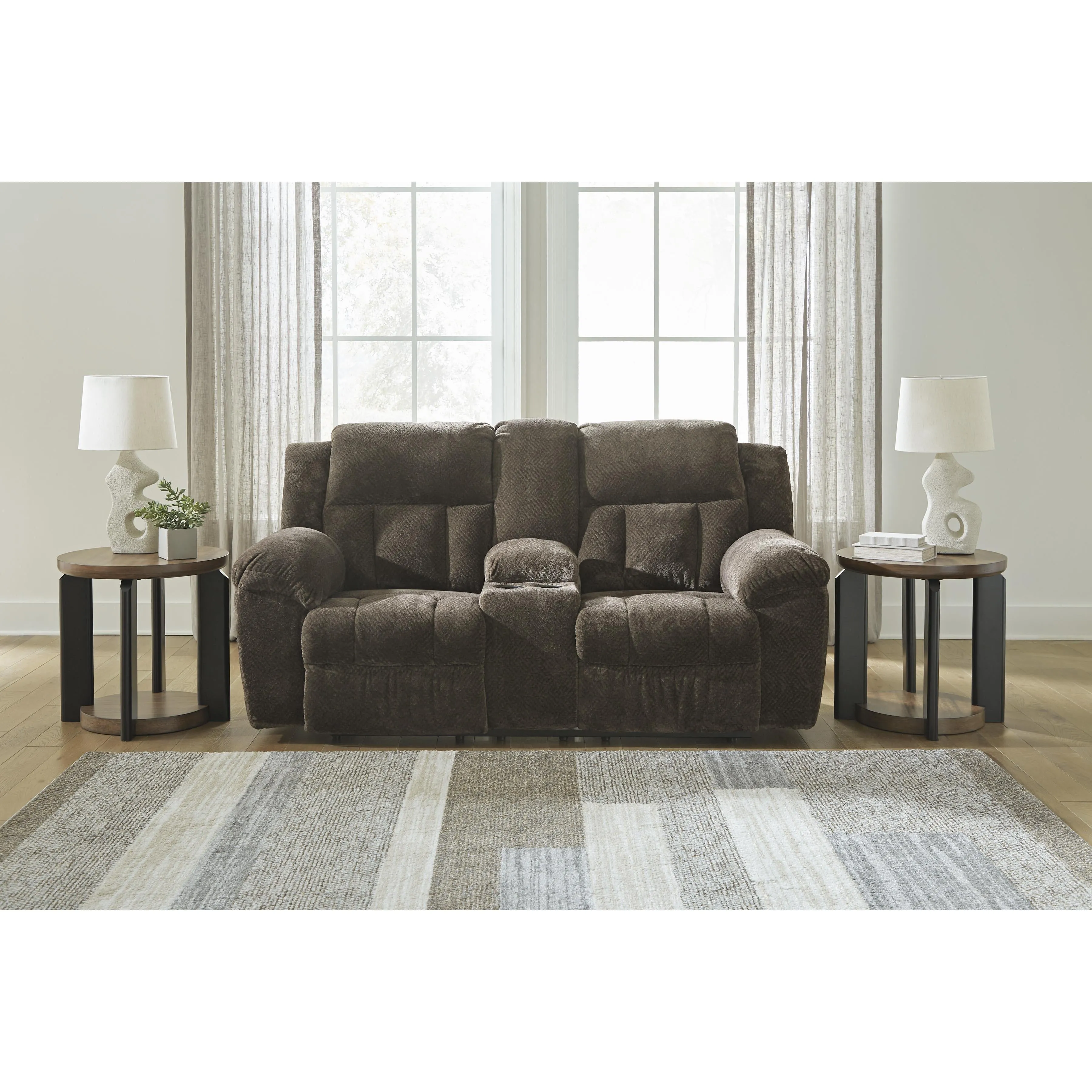 Signature Design by Ashley Frohn Reclining Fabric Loveseat with Console 3740794C