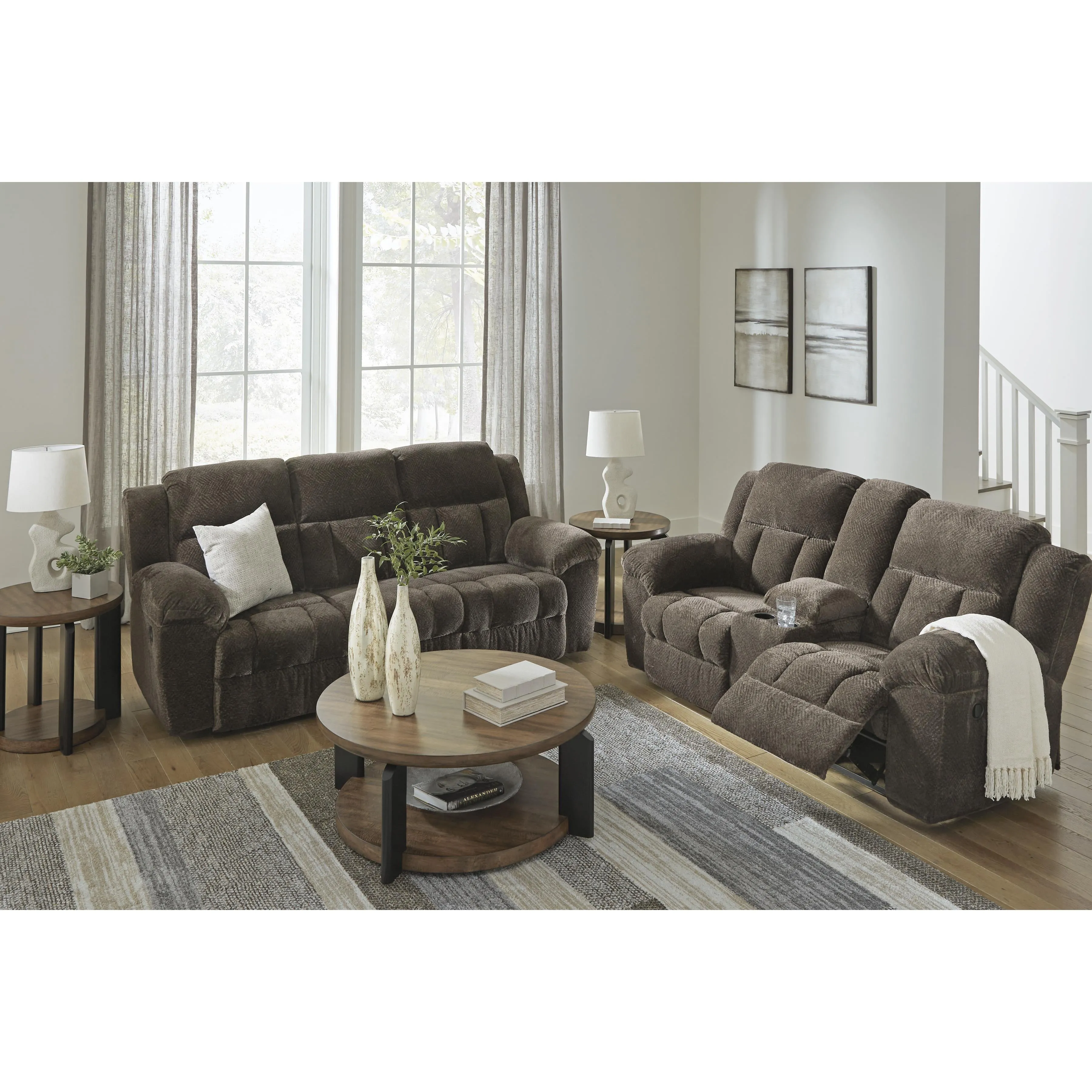 Signature Design by Ashley Frohn Reclining Fabric Loveseat with Console 3740794C