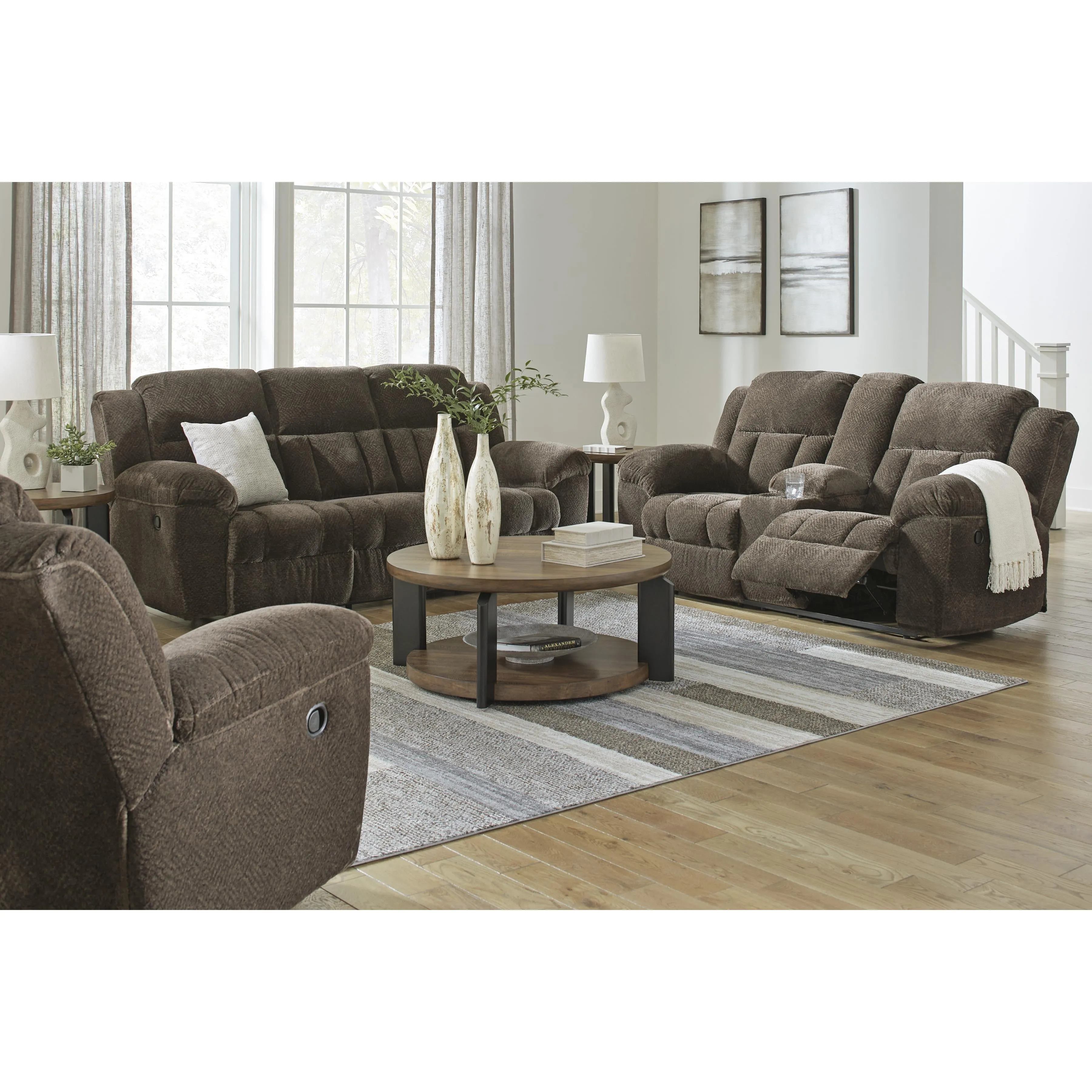 Signature Design by Ashley Frohn Reclining Fabric Loveseat with Console 3740794C