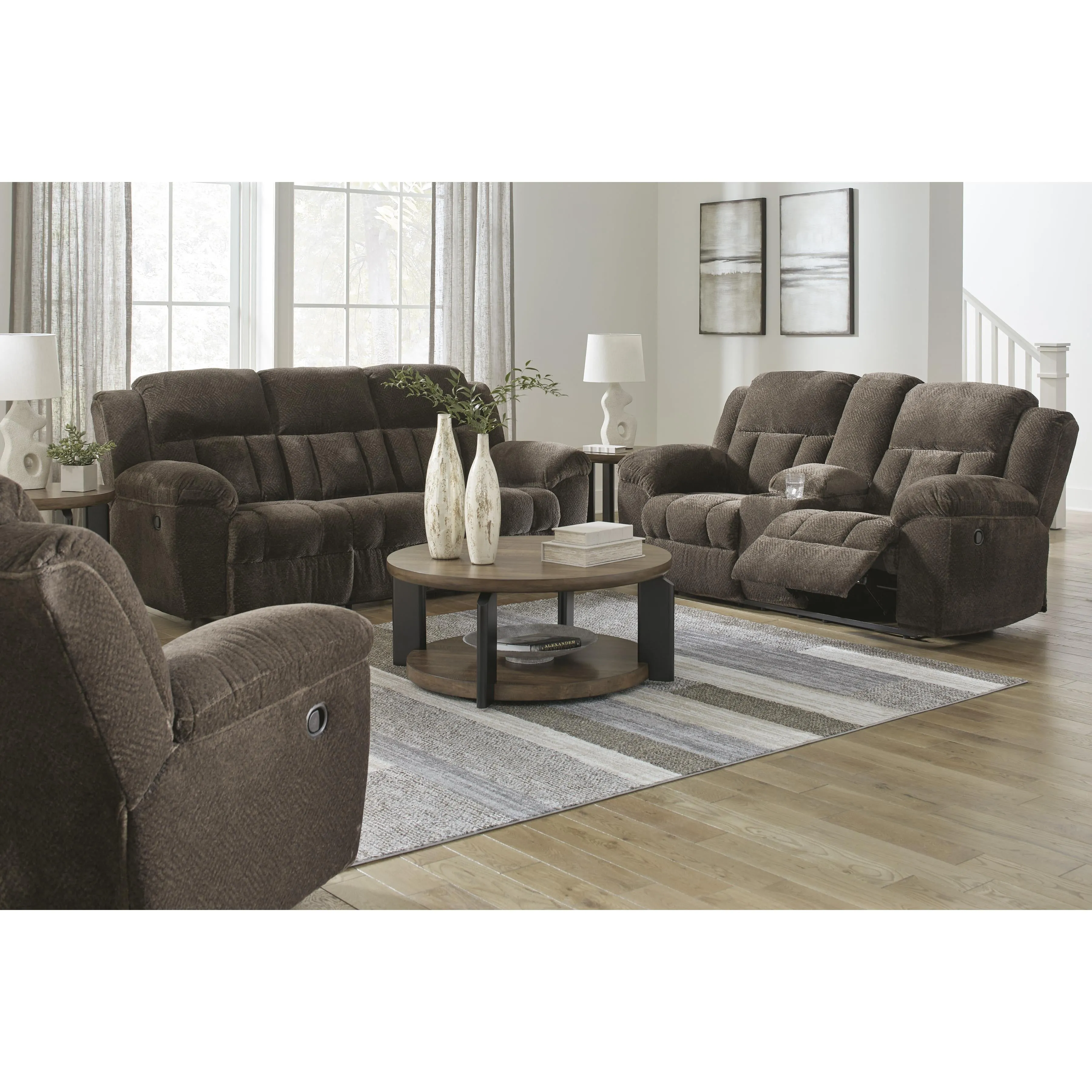 Signature Design by Ashley Frohn Reclining Fabric Loveseat with Console 3740794C