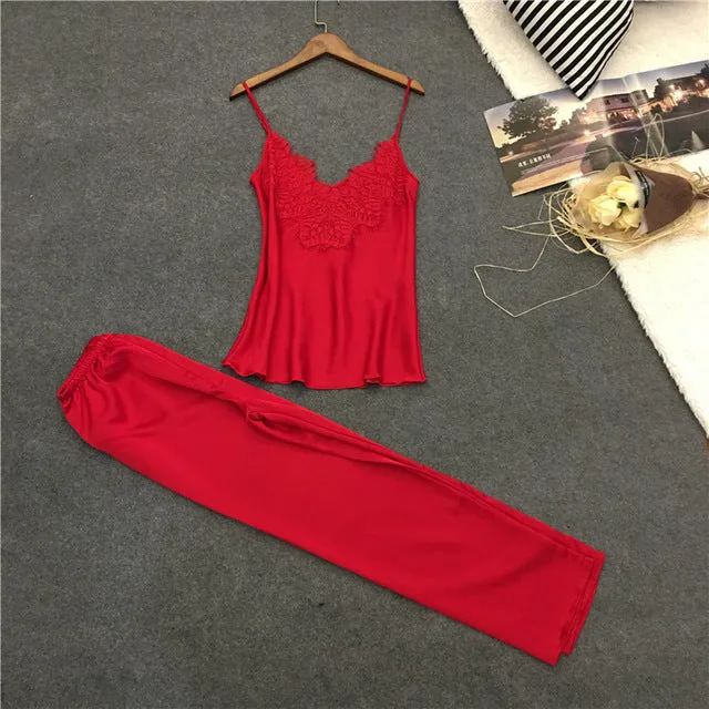 Silk Lace Pajama Set Top