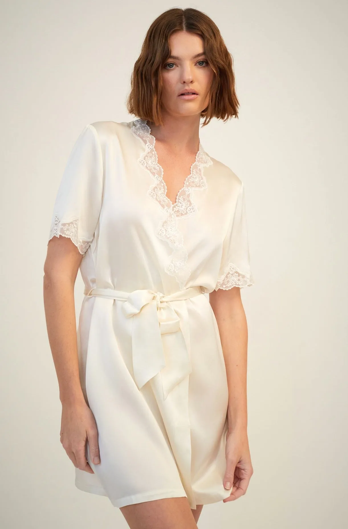 Silk Robe With Lace