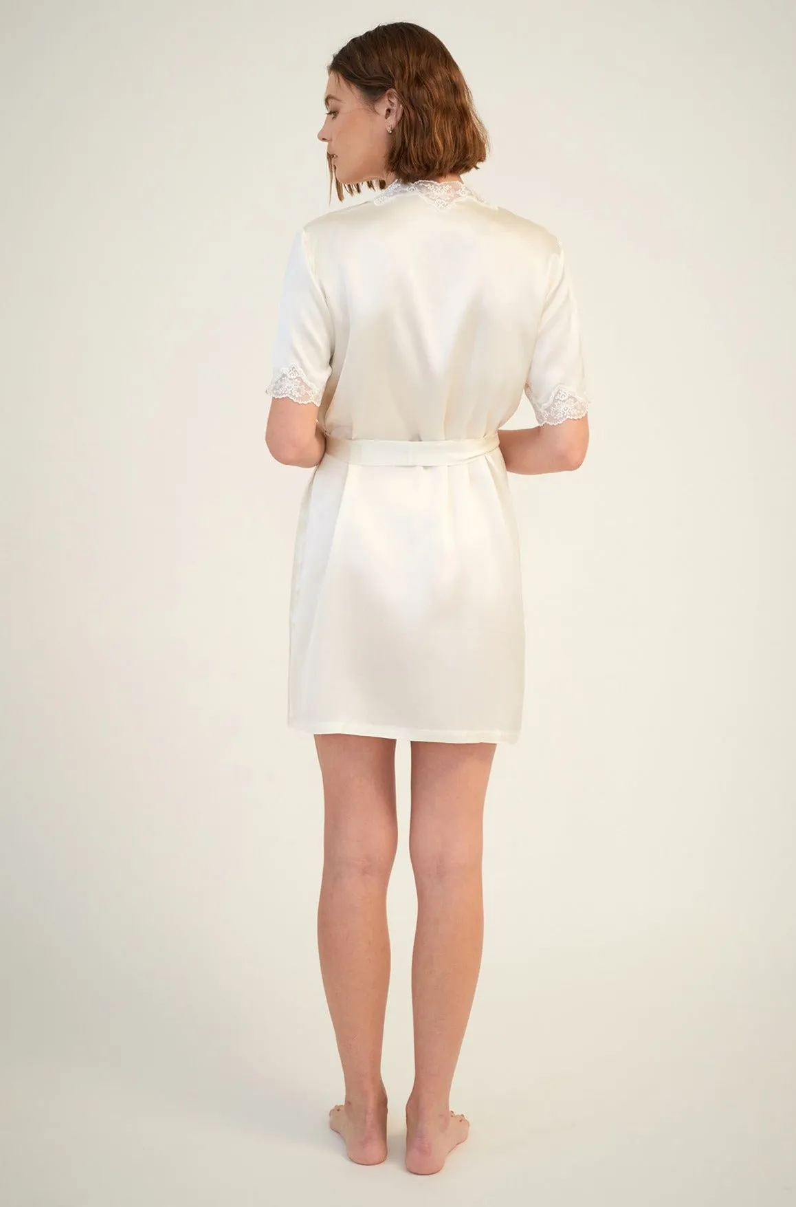 Silk Robe With Lace