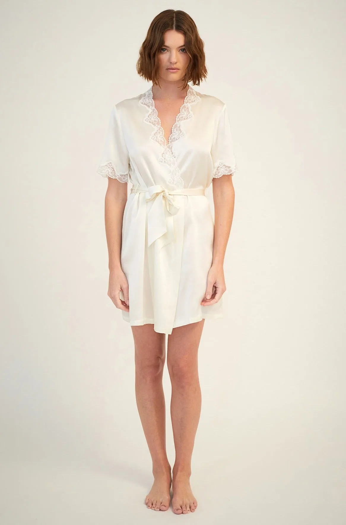 Silk Robe With Lace