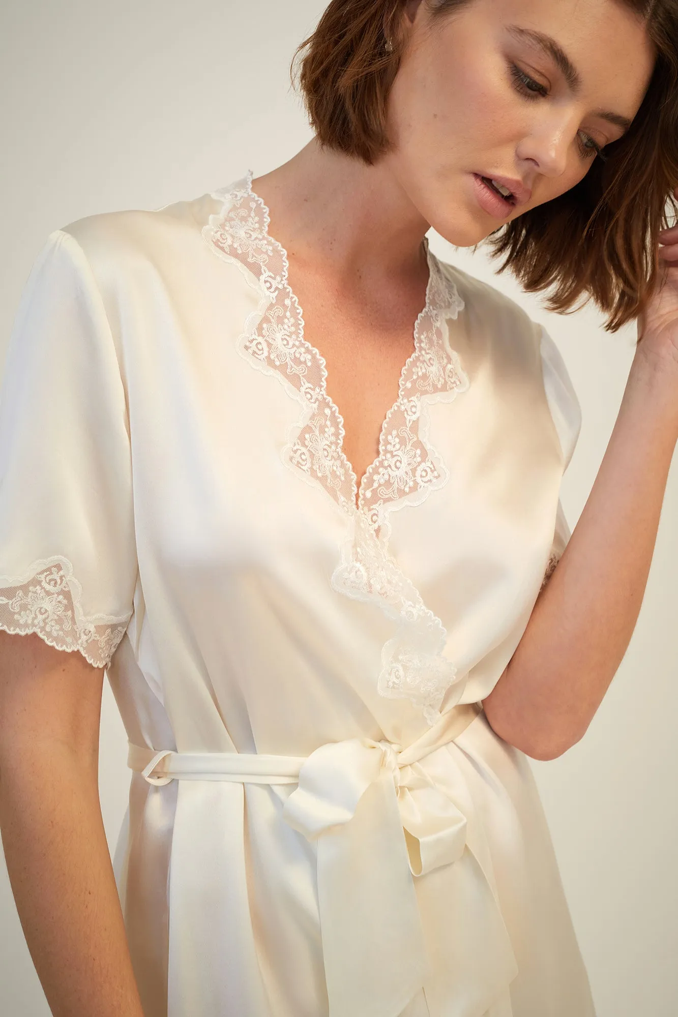 Silk Robe With Lace