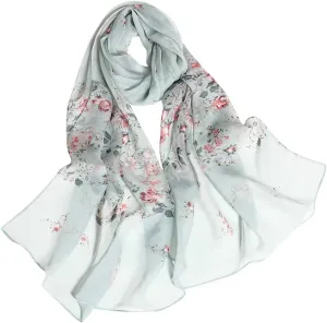 Silk Scarf For Women Hair Head Scarf For Women Fashion Women Roses Printing Long Soft Wrap Scarf Simulation Silk