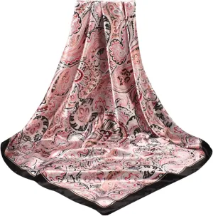 Silk Scarf For Women Hair Scarfs Fashion Head Scarf For Women Silk Satin Cashew Flower Prints Square Scarves