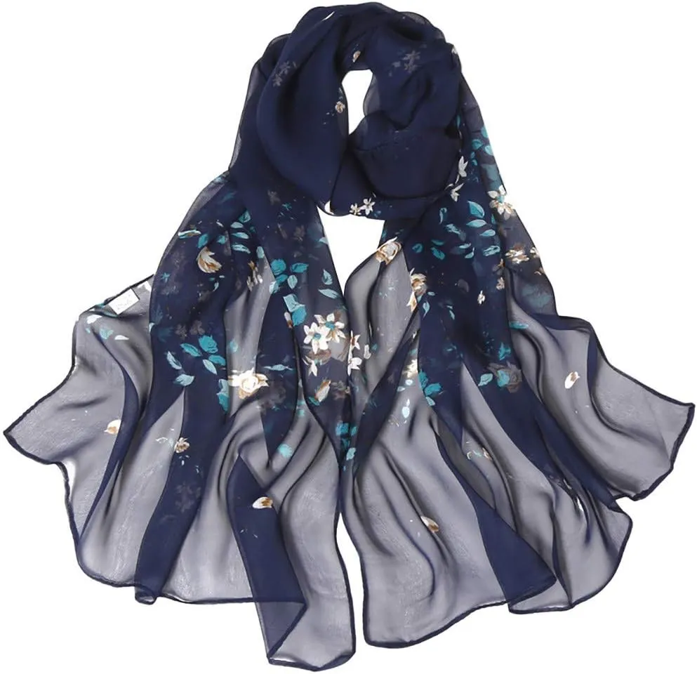 Silk Scarf For Women Hair Women Silk Scarf Women's Scarves & Wraps Fashion Women Roses Printing Long Soft Wrap