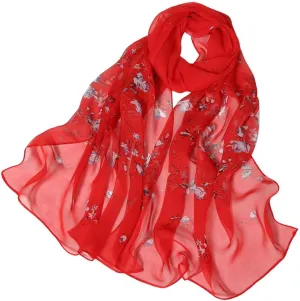 Silk Scarf For Women Hair Women Silk Scarf Women's Scarves & Wraps Fashion Women Roses Printing Long Soft Wrap