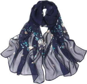 Silk Scarf For Women Hair Women Silk Scarf Women's Scarves & Wraps Fashion Women Roses Printing Long Soft Wrap