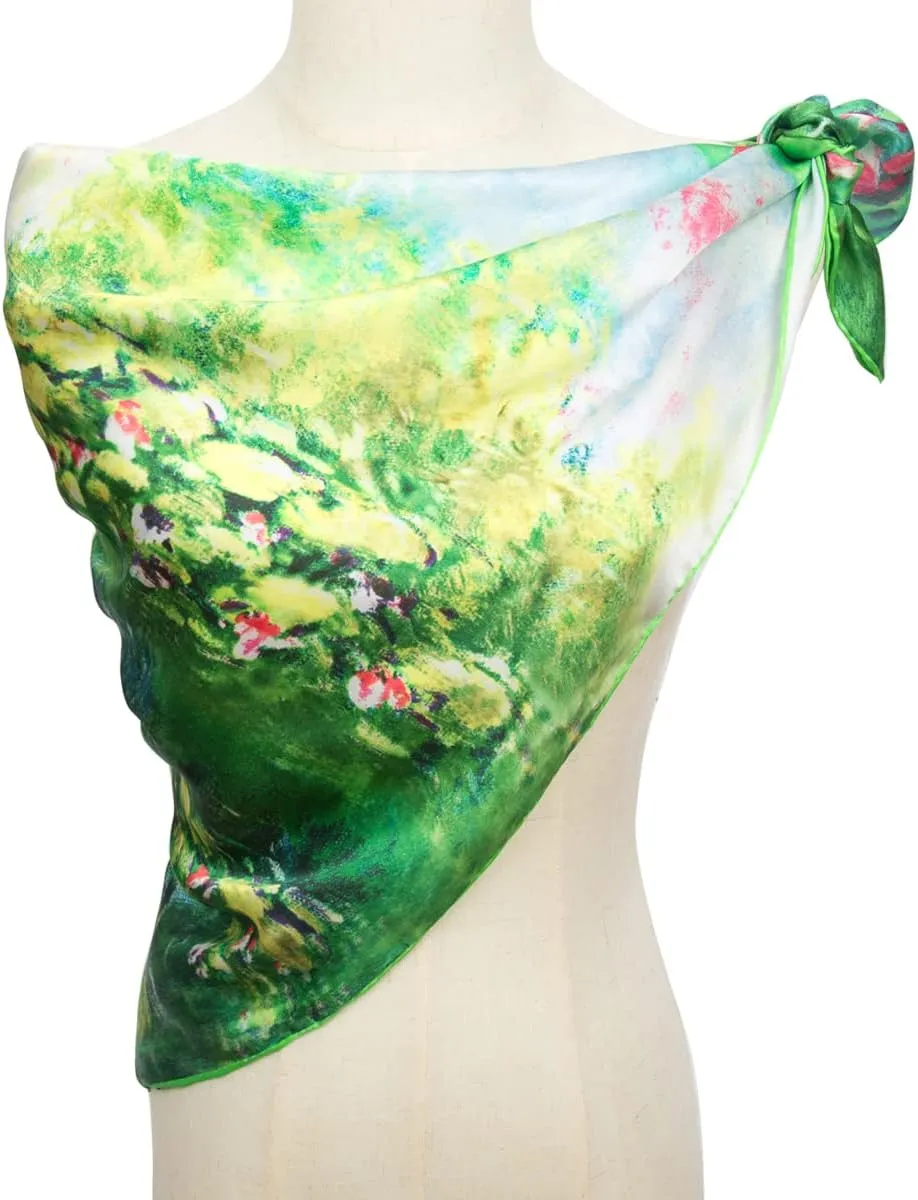 Silk Scarfs Women Square Silk Scarf for Hair, 100% Pure Silk Head Scarf for Women Hand Rolling Edge 35''x35''