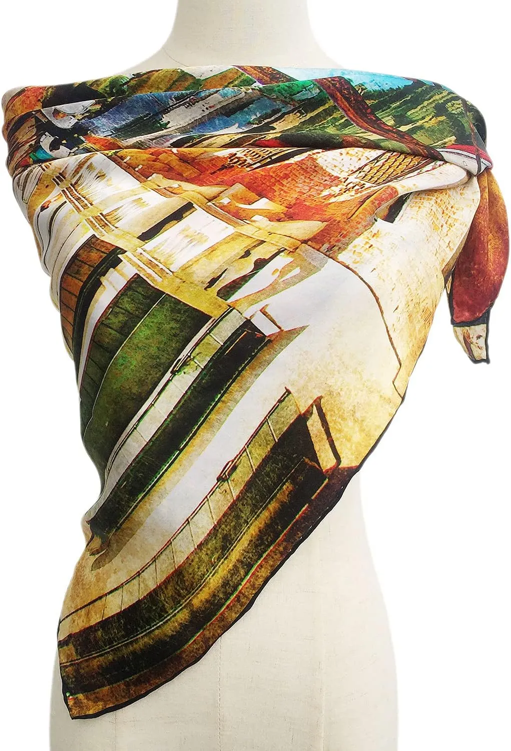 Silk Scarfs Women Square Silk Scarf for Hair, 100% Pure Silk Head Scarf for Women Hand Rolling Edge 35''x35''