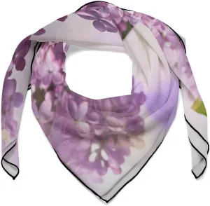 Silk Scarves, Lilac Flowers Printed Silk Scarves,soft Silk Scarves,versatile Silk Scarves,thin And Easy to Carry Silk Scarves