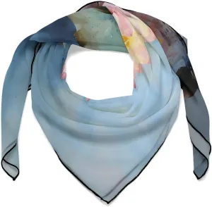 Silk Scarves, Lotus Flower Painting Printed Silk Scarves,soft Silk Scarves,versatile Silk Scarves,thin And Easy to Carry Silk Scarves