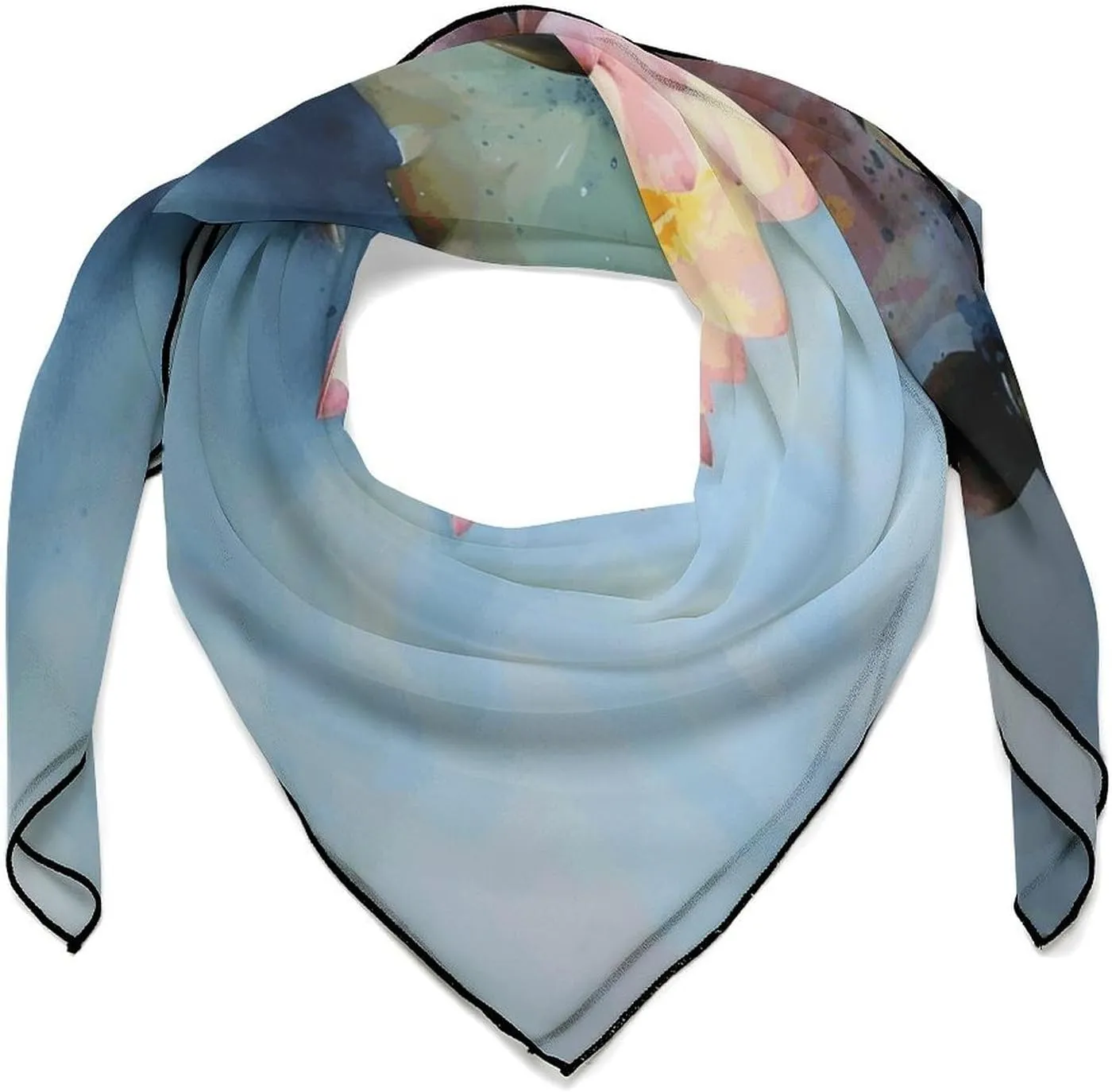 Silk Scarves, Lotus Flower Painting Printed Silk Scarves,soft Silk Scarves,versatile Silk Scarves,thin And Easy to Carry Silk Scarves
