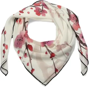 Silk Scarves, Spring Plum Printed Silk Scarves,soft Silk Scarves,versatile Silk Scarves,thin And Easy to Carry Silk Scarves