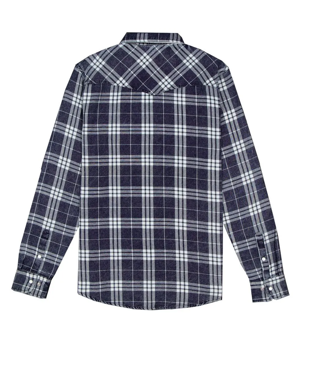 Silver Men's Adult Indigo Plaid Shirt