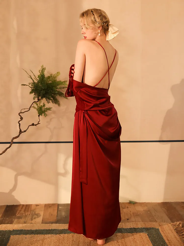 Simulated silk loungewear soft long robe
