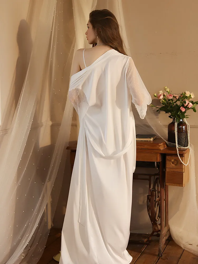 Simulated silk loungewear soft long robe