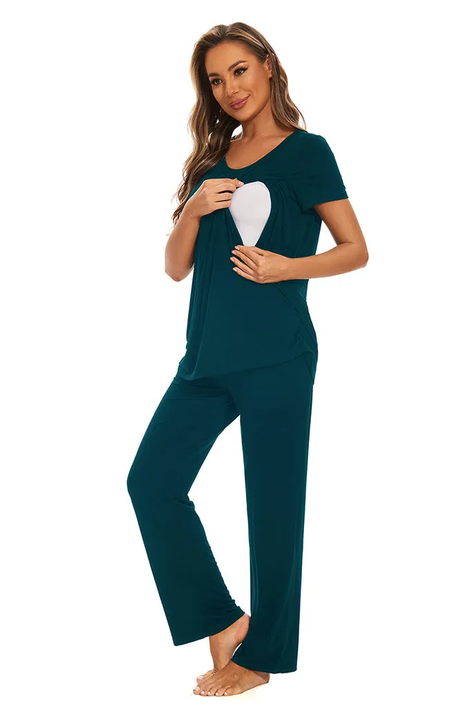 Smallshow Maternity Nursing Pajama Set