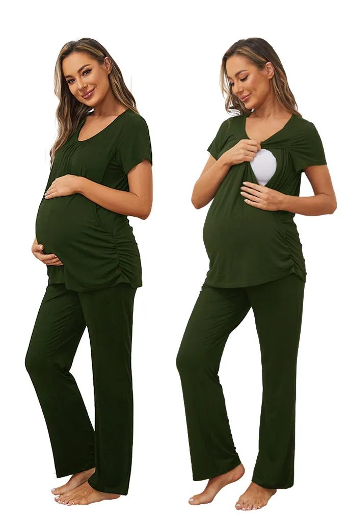 Smallshow Maternity Nursing Pajama Set