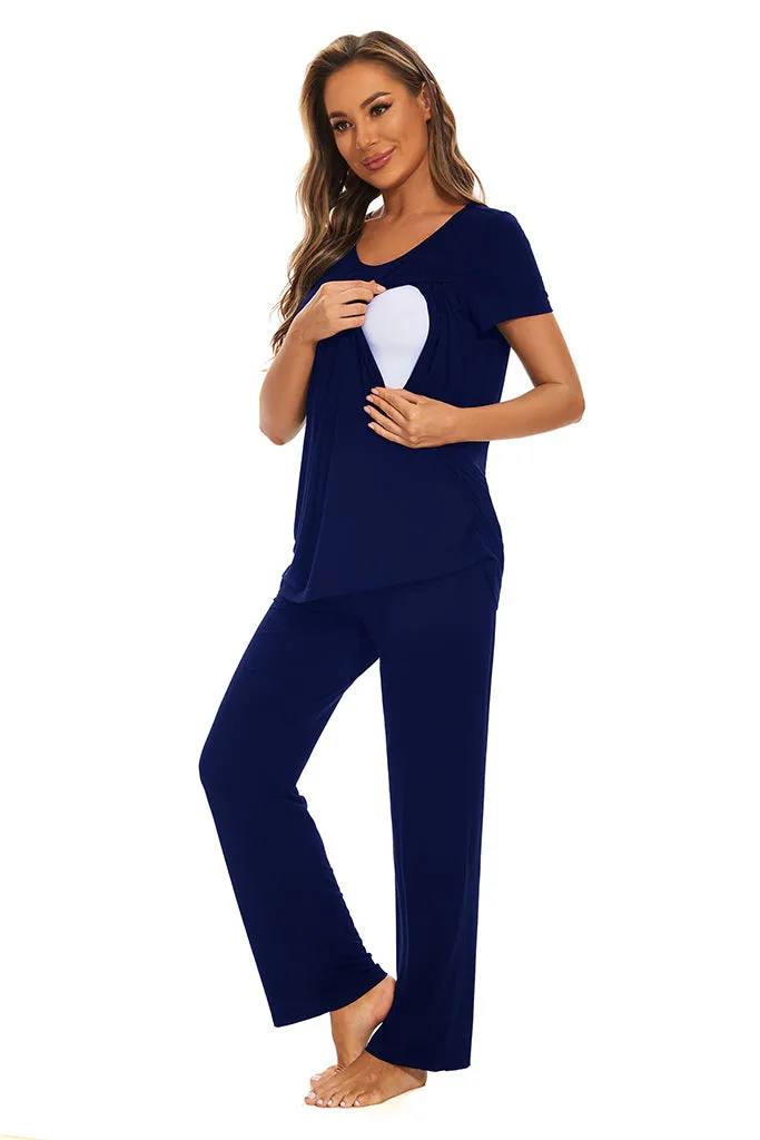 Smallshow Maternity Nursing Pajama Set