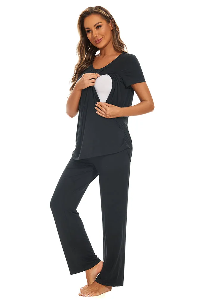 Smallshow Maternity Nursing Pajama Set