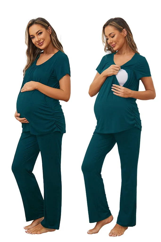 Smallshow Maternity Nursing Pajama Set