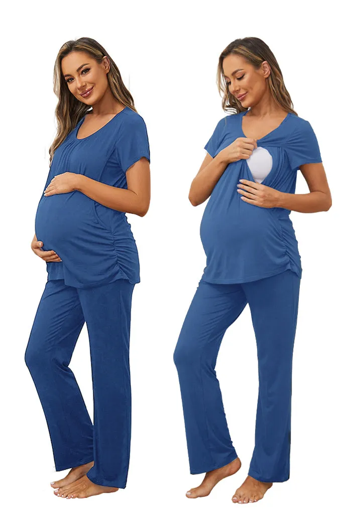 Smallshow Maternity Nursing Pajama Set