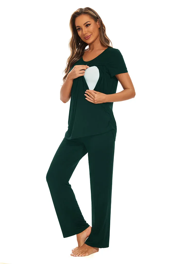 Smallshow Maternity Nursing Pajama Set