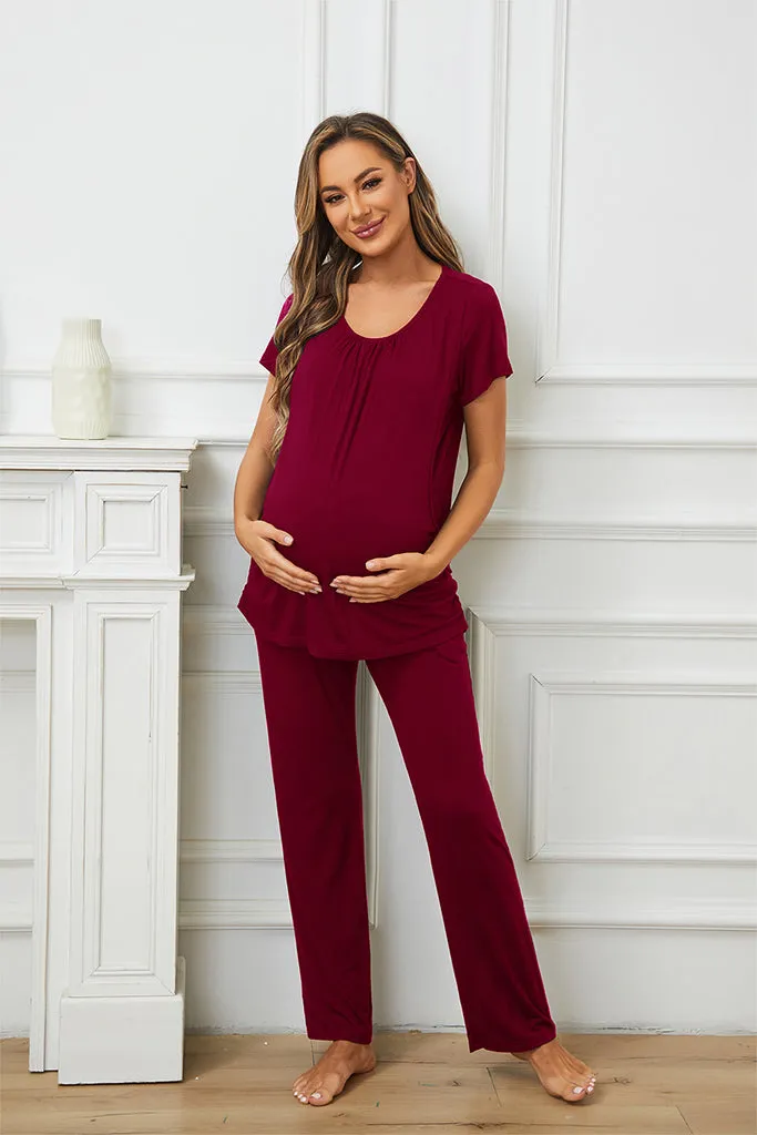 Smallshow Maternity Nursing Pajama Set
