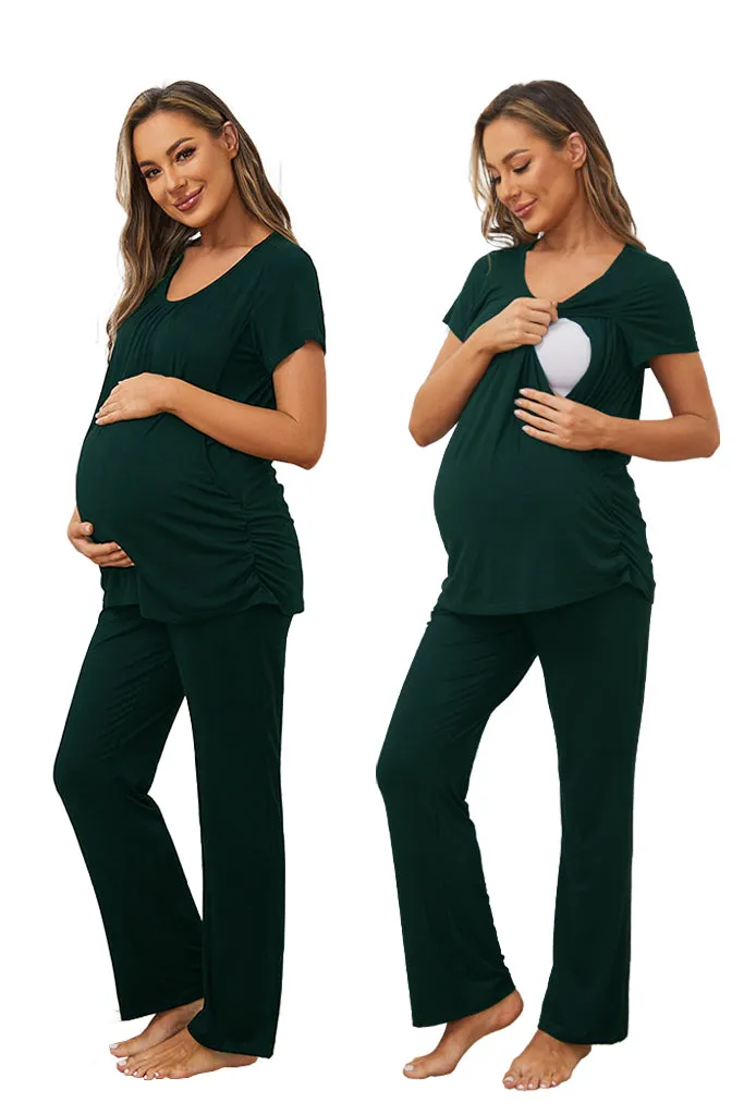 Smallshow Maternity Nursing Pajama Set