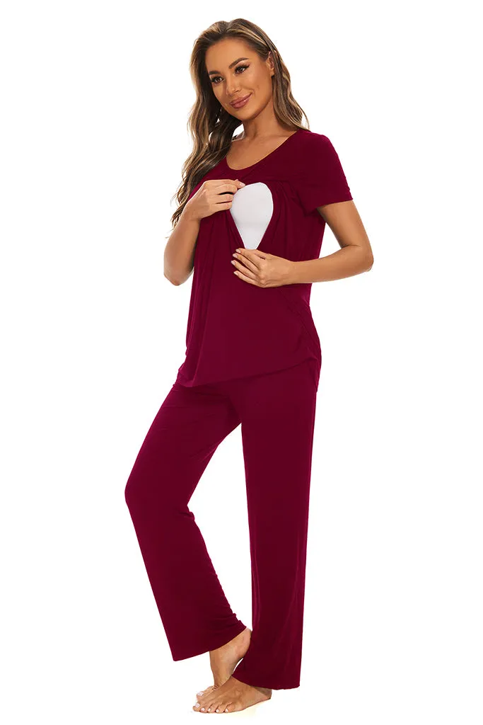 Smallshow Maternity Nursing Pajama Set