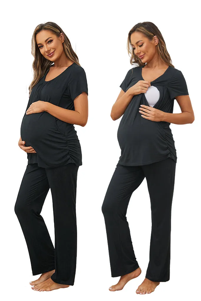 Smallshow Maternity Nursing Pajama Set