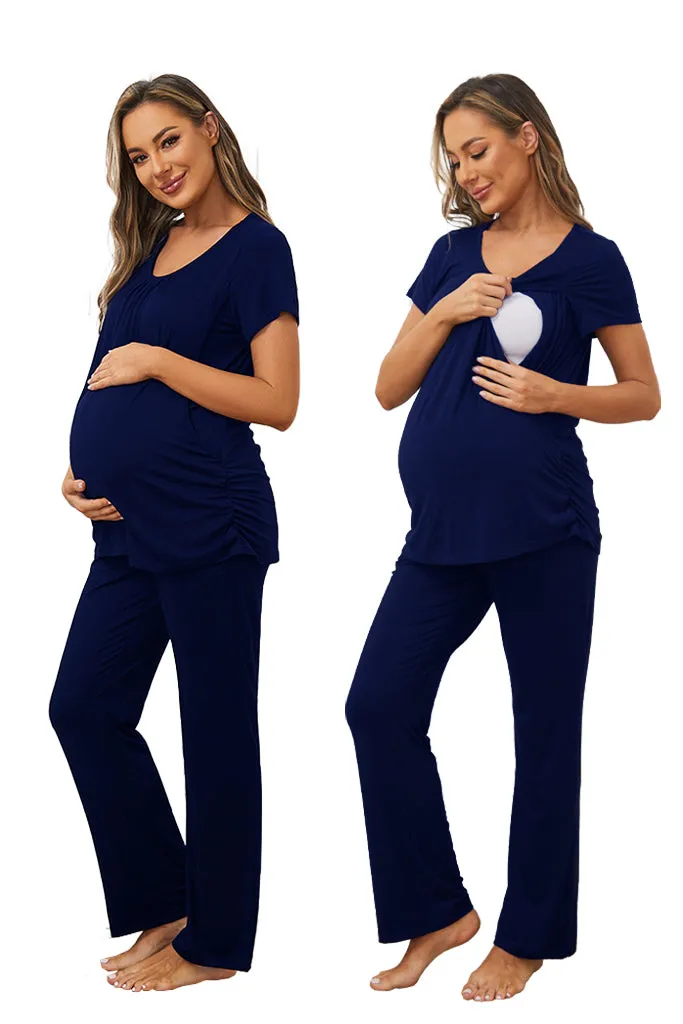 Smallshow Maternity Nursing Pajama Set