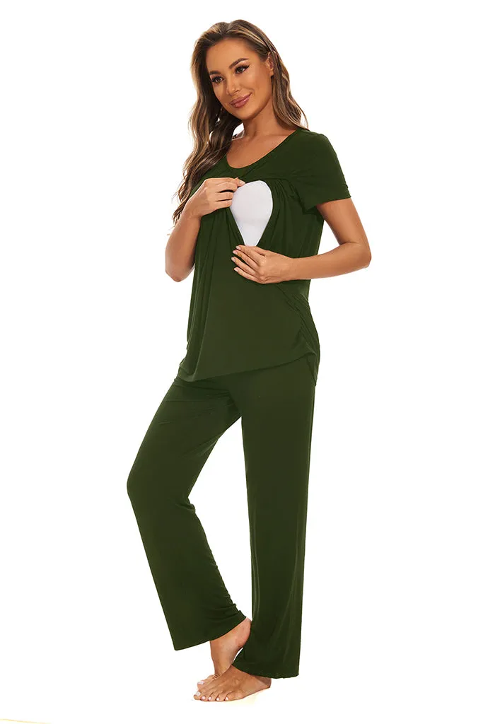 Smallshow Maternity Nursing Pajama Set