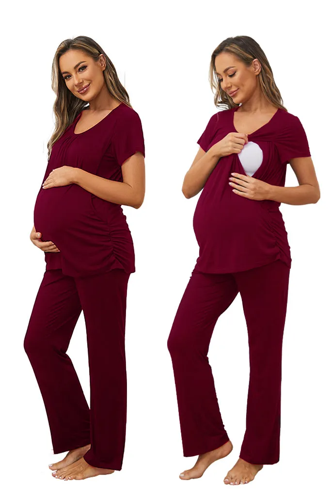 Smallshow Maternity Nursing Pajama Set