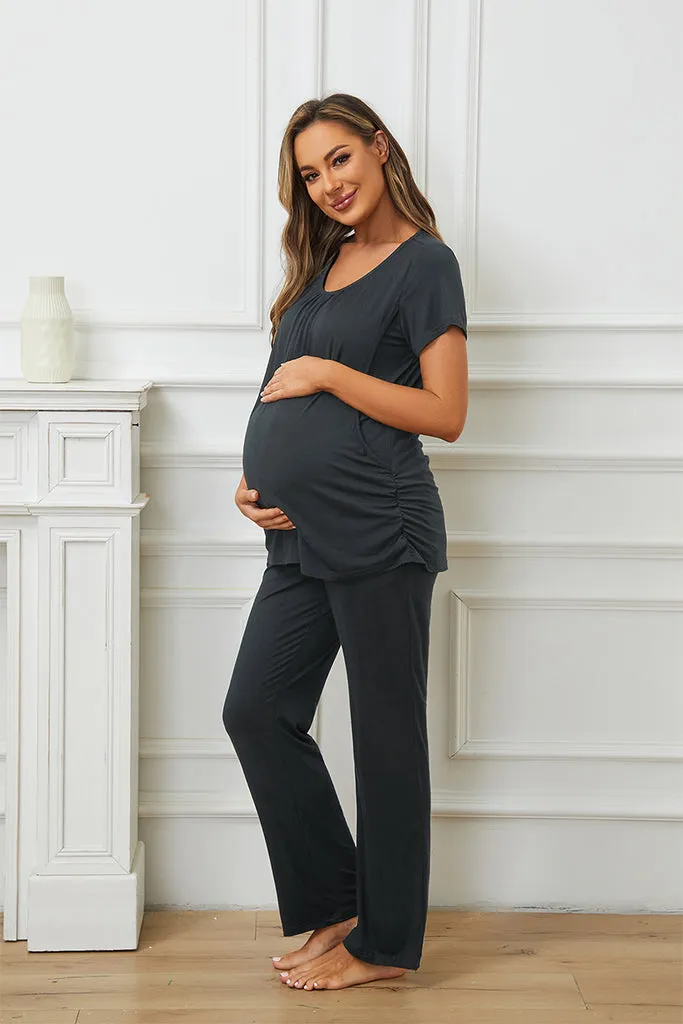 Smallshow Maternity Nursing Pajama Set