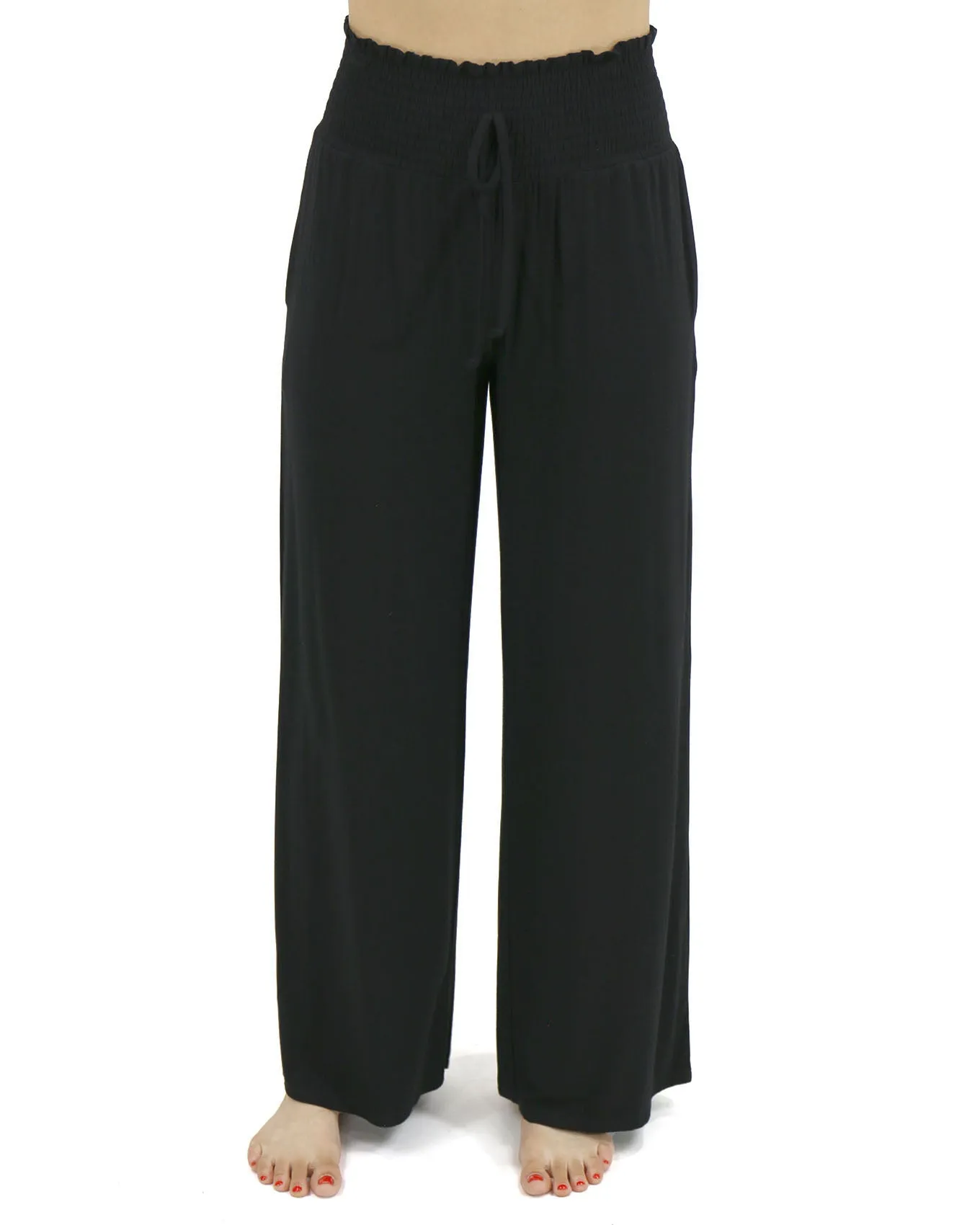 Smocked Wide Leg Black Lounge Pants - FINAL SALE