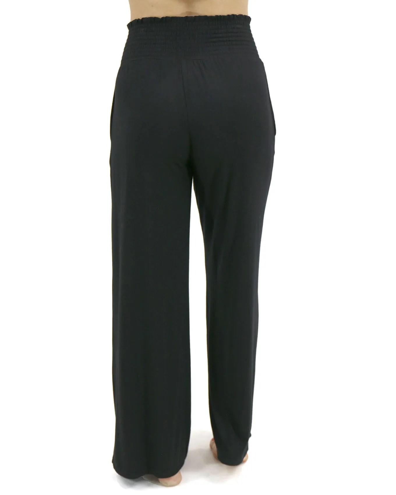 Smocked Wide Leg Black Lounge Pants - FINAL SALE